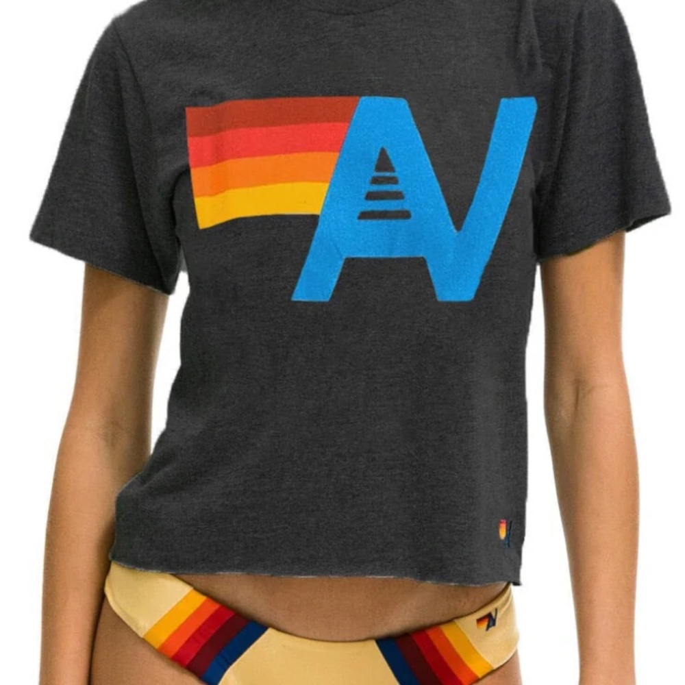 New Aviator Nation black crop t-ahit